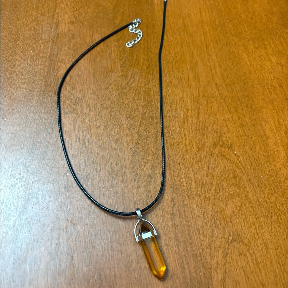Amber Crystal Pendant Necklace